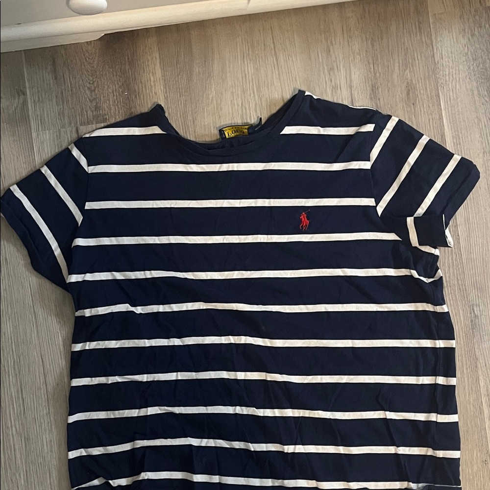 Ralph Lauren Kids Navy and White Striped Tee